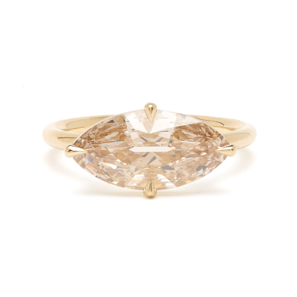 Natural Champagne Diamond Marquise Old Mine East West 1