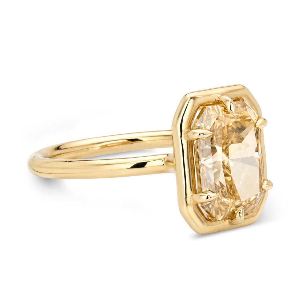 Natural Diamond Elongated Cushion Antique Style Setting 14k Yellow Gold Sk R132 Nd Cd Ns Br Cu 3.04 Side