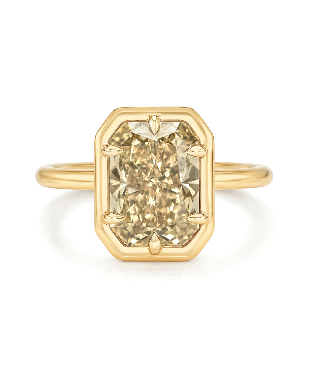 Natural Diamond Elongated Cushion Antique Style Setting 14k Yellow Gold Sk R132 Nd Cd Ns Br Cu 3.04