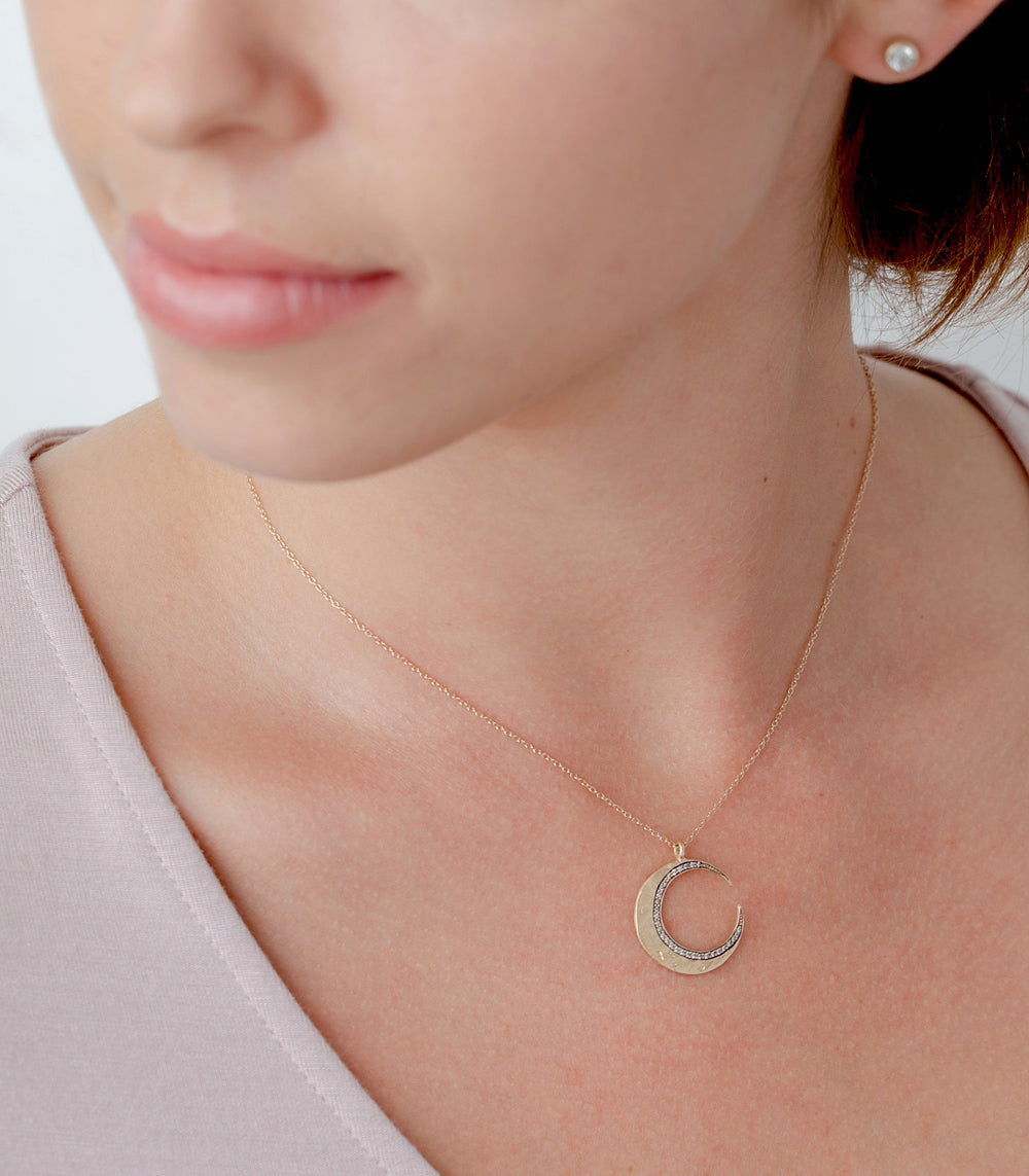 Crescent Moon Moon Ring Necklace Small Crescent Moon Ring In Gold