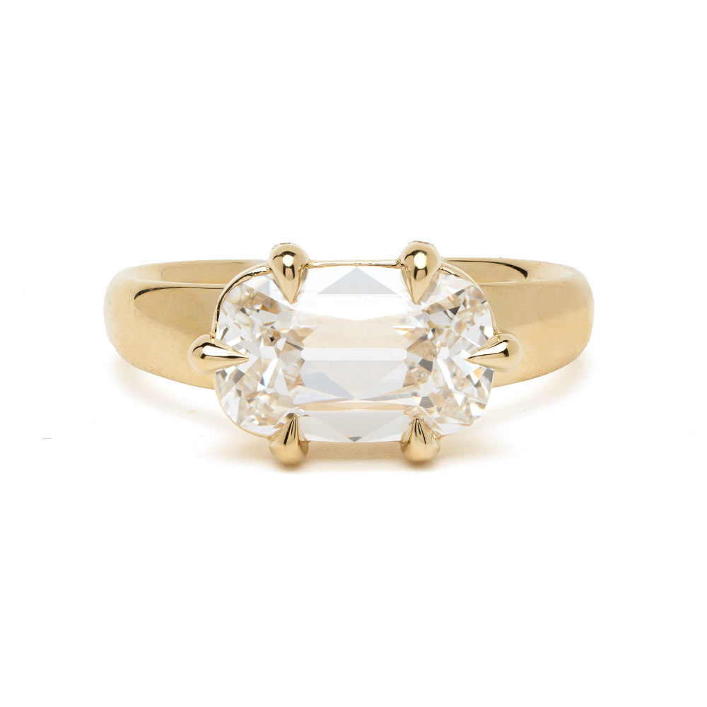 Old Mine Cushion Lab Diamond Thick Gold Band 1