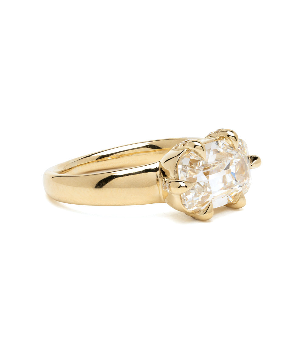 Old Mine Cushion Lab Diamond Thick Gold Band 2