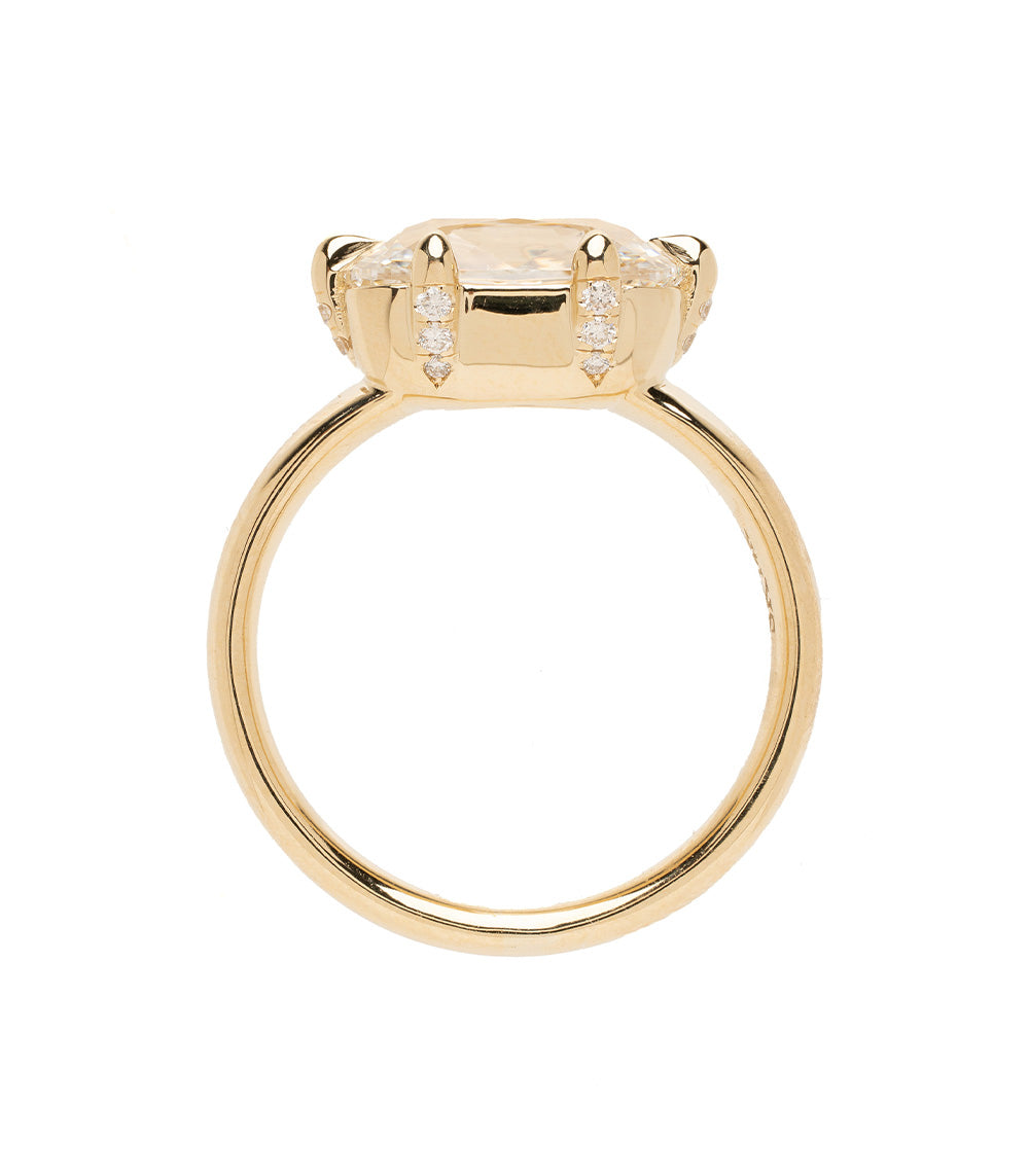 Old Mine Cushion Lab Diamond Thick Gold Band 3