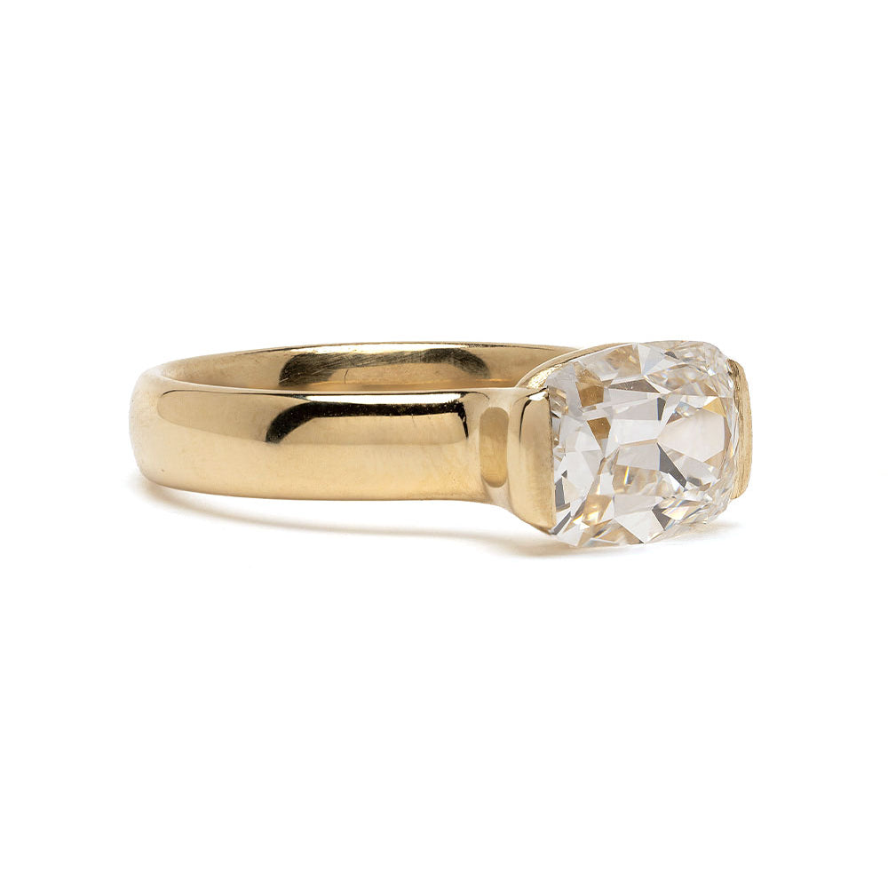 Old Mine Cushion Thick Gold Band 2