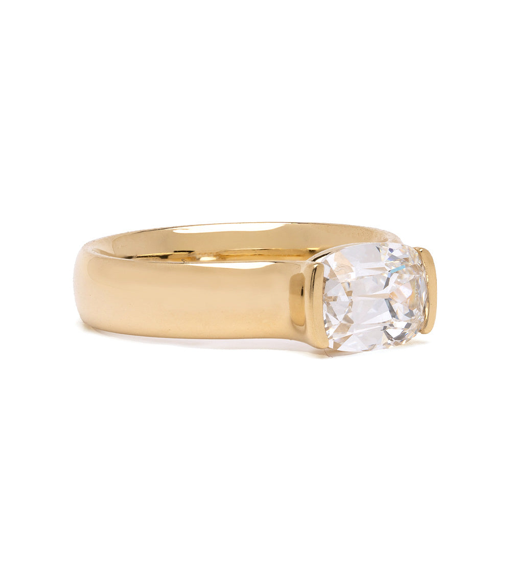 Old Mine Cushion Thick Gold Pinky Ring 2