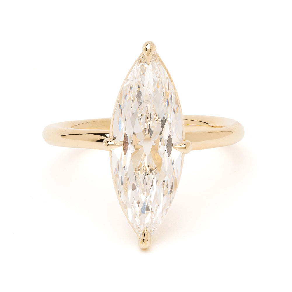 Old Mine Cut Skinny Marquise Lab Grown Engagement Ring 1
