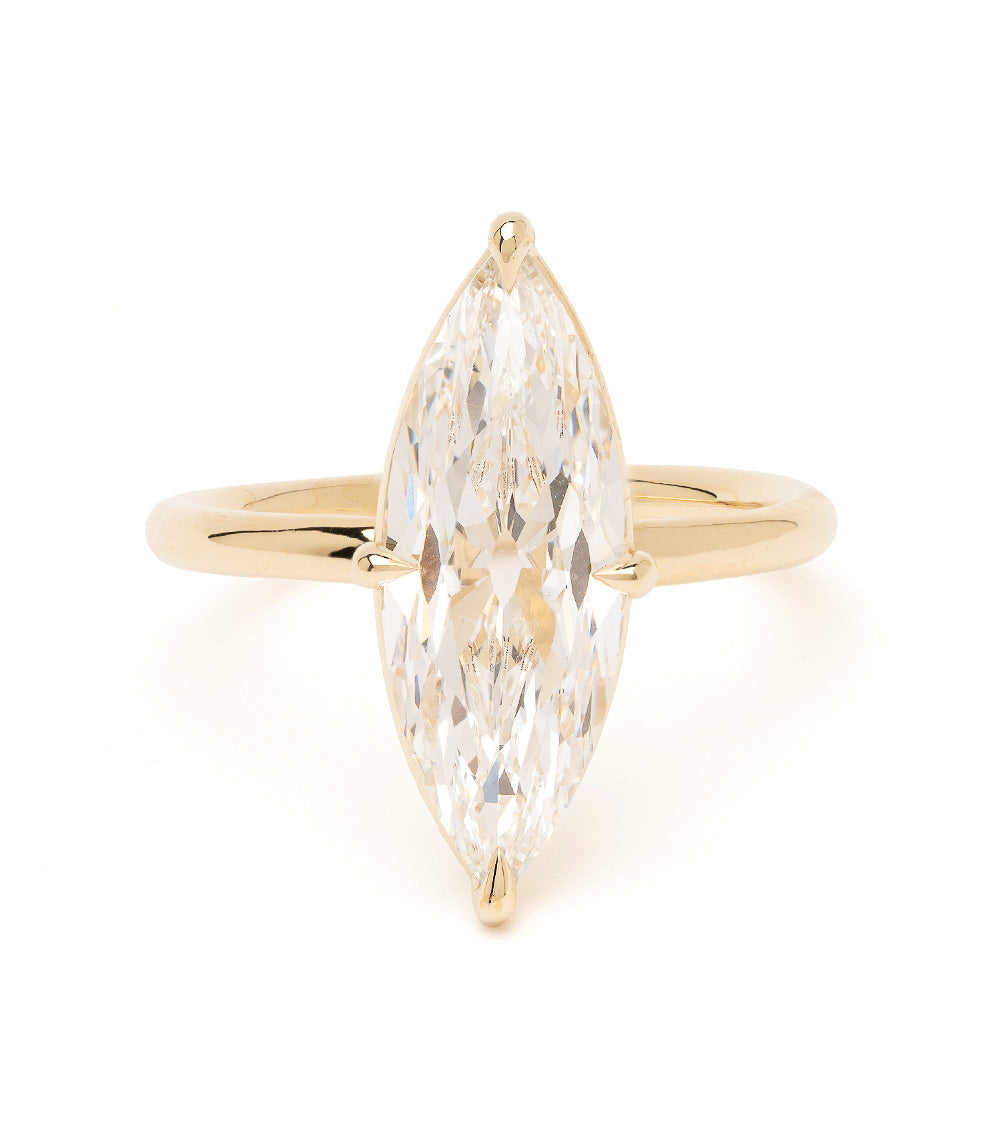 Old Mine Cut Skinny Marquise Lab Grown Engagement Ring 1
