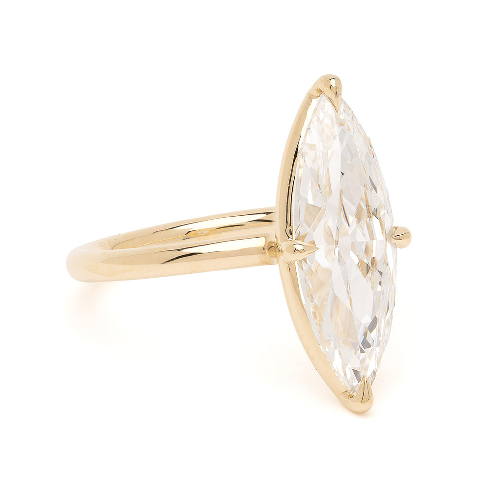 Old Mine Cut Skinny Marquise Lab Grown Engagement Ring 2