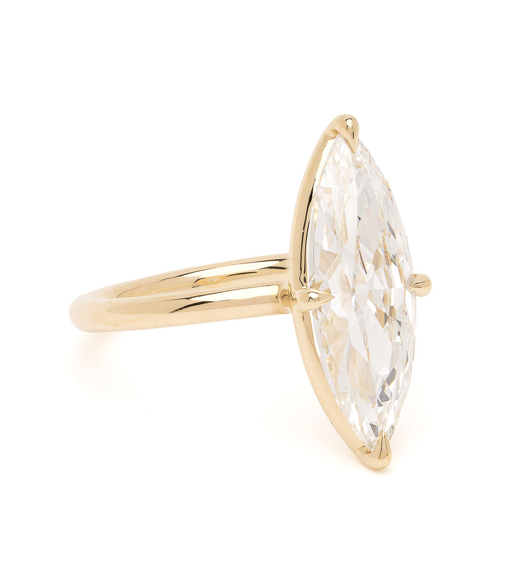 Old Mine Cut Skinny Marquise Lab Grown Engagement Ring 2