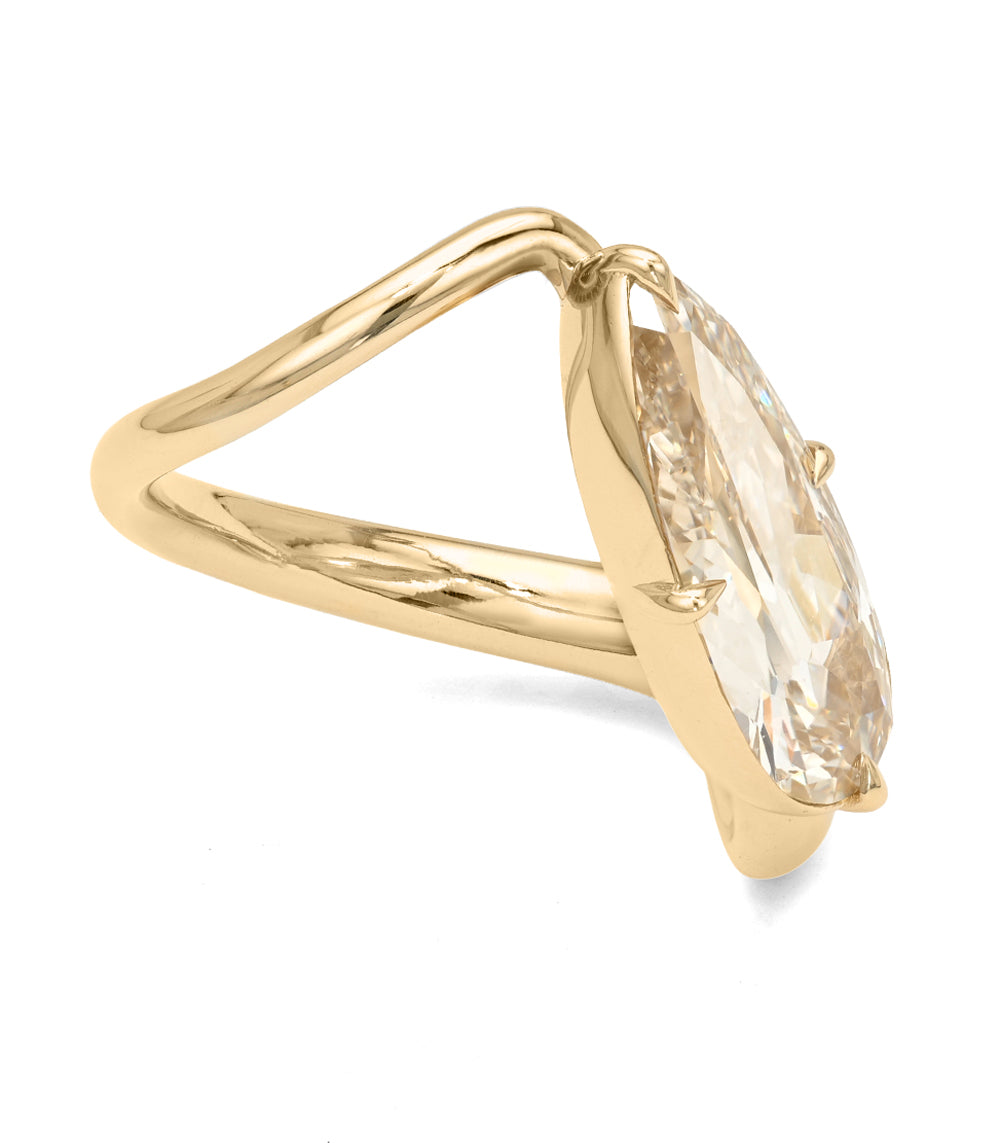 Organic Shape Antique Cut Champagne Pear Diamond Engagement Ring Er 46 Sk R137 Nd Cd Tl Om Ps 3.02 B