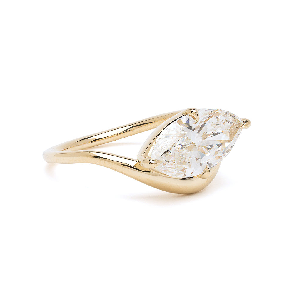 Organic Shaped Swooping Engagement Ring Eastwest Marquise 2