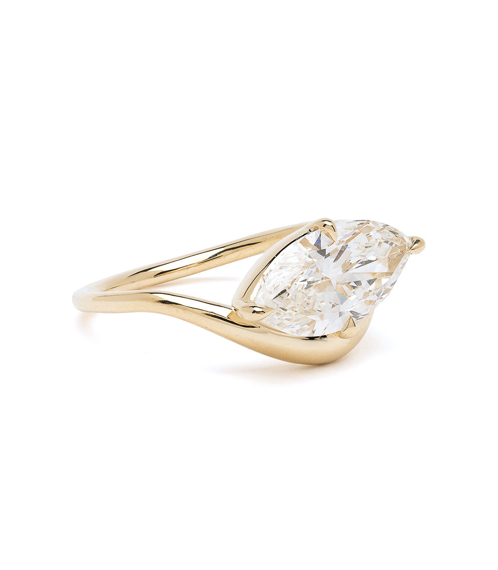 Organic Shaped Swooping Engagement Ring Eastwest Marquise 2