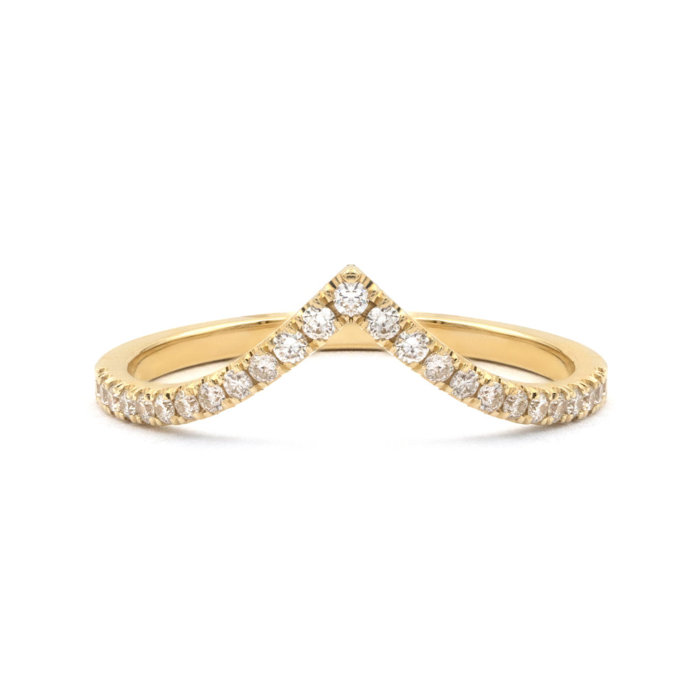 Pave Diamond Chevron Wedding Band