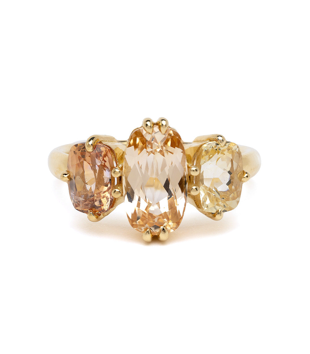Peach Sapphire Ombre Engagement Ring Three Stone 1