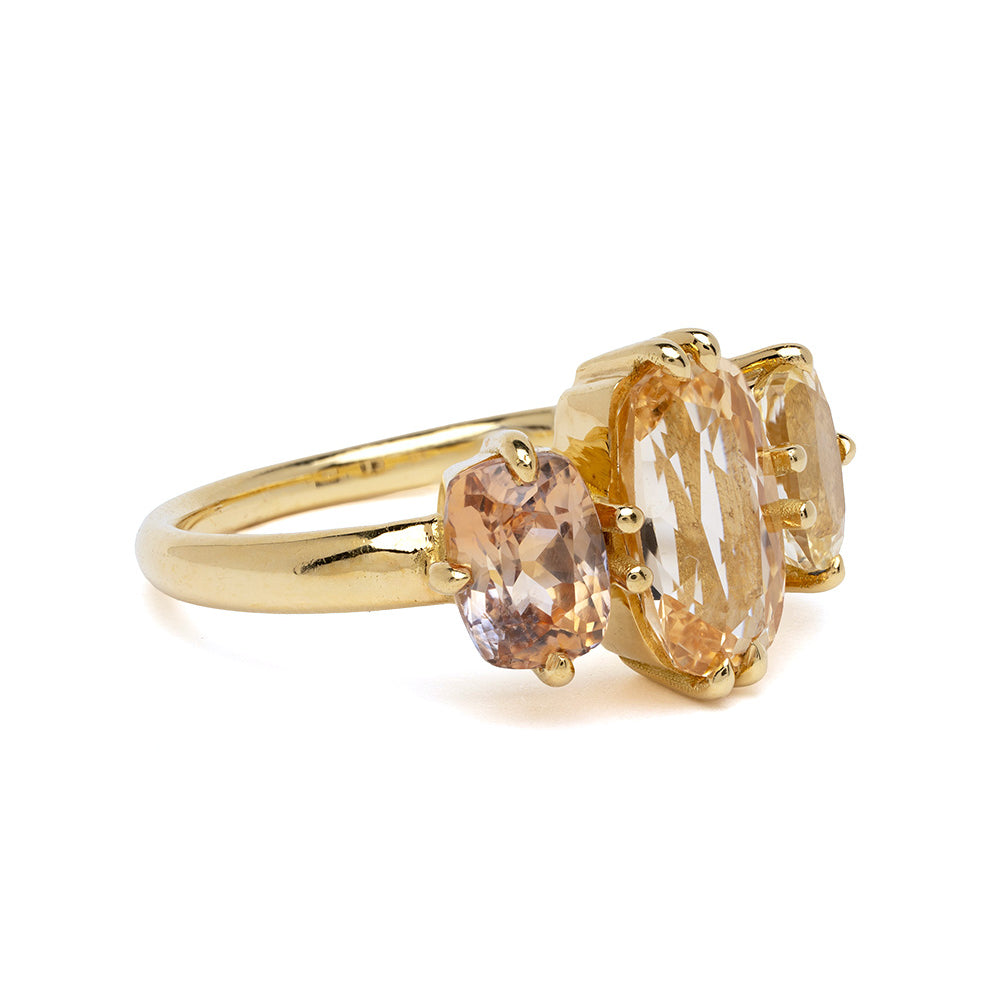 Peach Sapphire Ombre Engagement Ring Three Stone 2