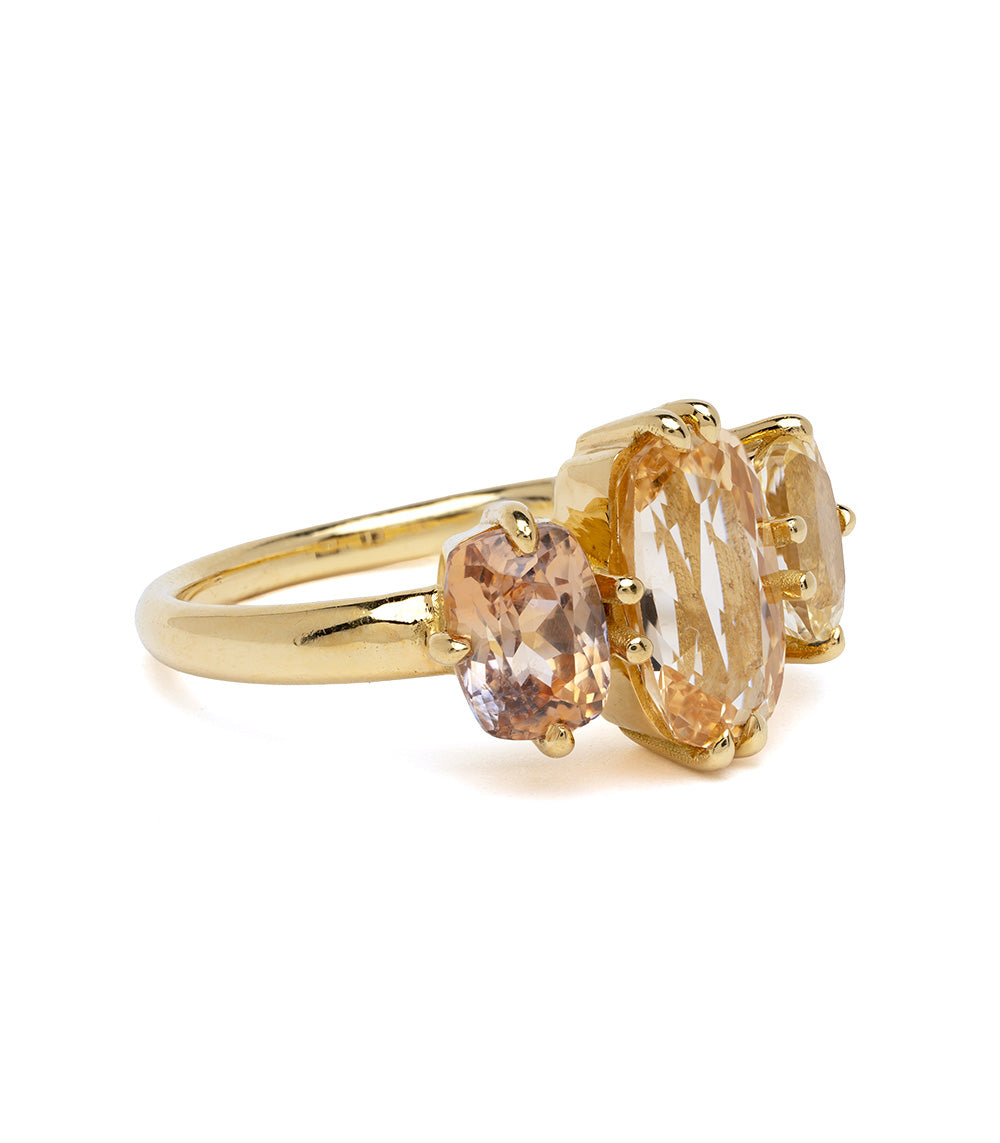 Peach Sapphire Ombre Engagement Ring Three Stone 2