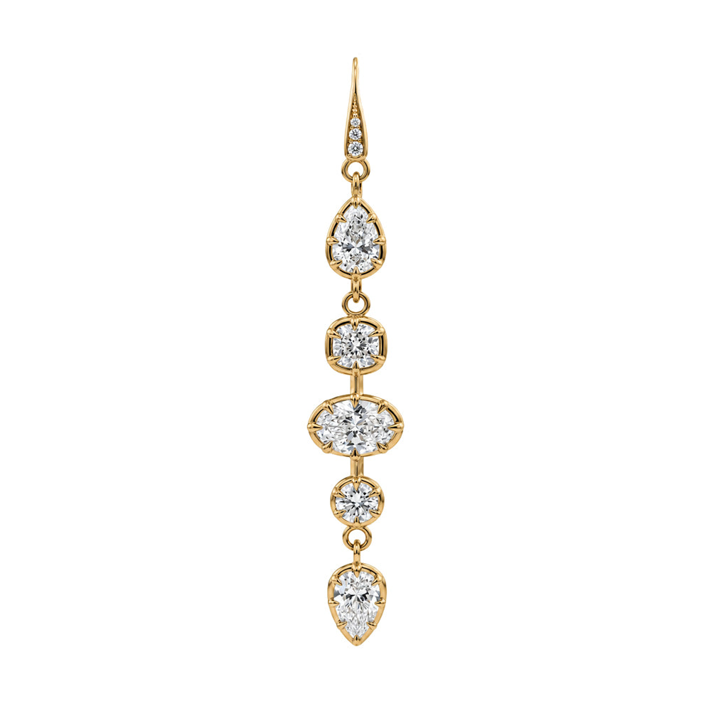 Pear Cushion Oval Round Brilliant Lab Diamond 5 Segment Single Earring Duster With Hook Closure Sk E117 Lgd D5 Front