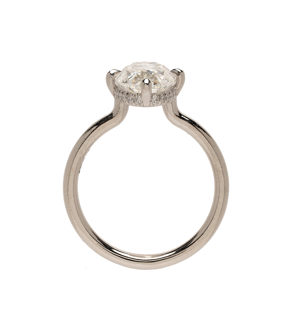 Platinum Unique Elongated Diamond Engagement Ring