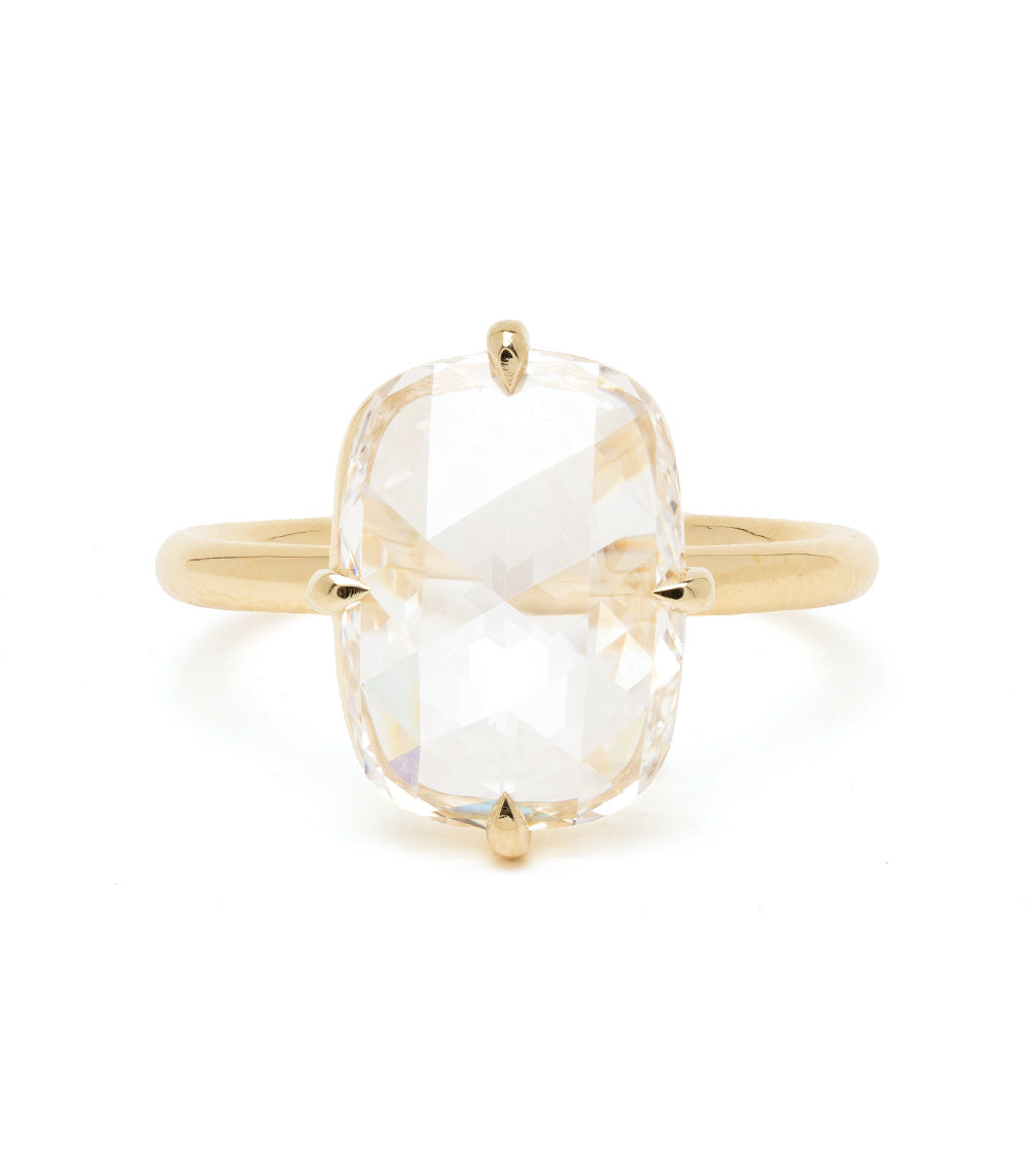Rose Cut Elongated Lab Cushion Engagement Ring 1