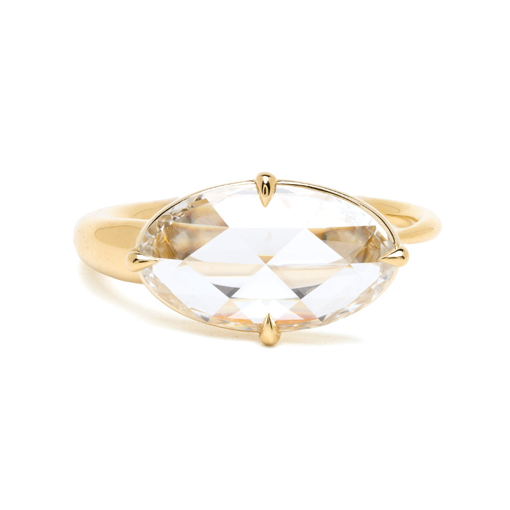 Rose Cut Oval Modern Gold Engagement Ring Sloane 1
