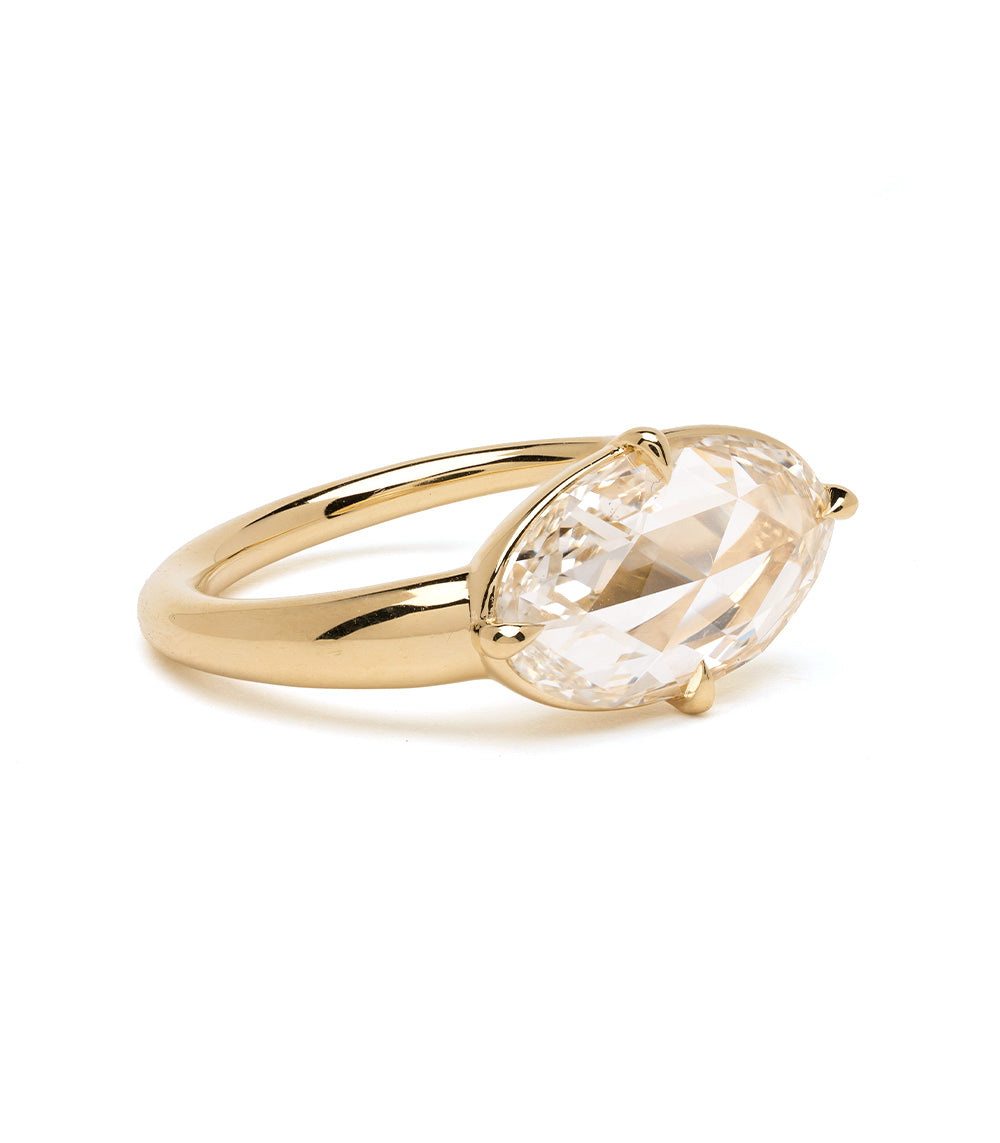 Rose Cut Oval Modern Gold Engagement Ring Sloane 2