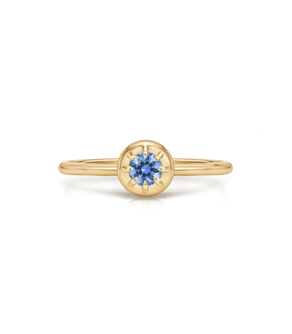 Round Birthstone Stacking Ring Blue Sapphire In 14k Gold Pinky Ring Id R1 Front