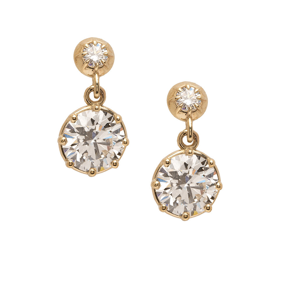 Round Diamond Drop Earrings For Engagement Rings For Women