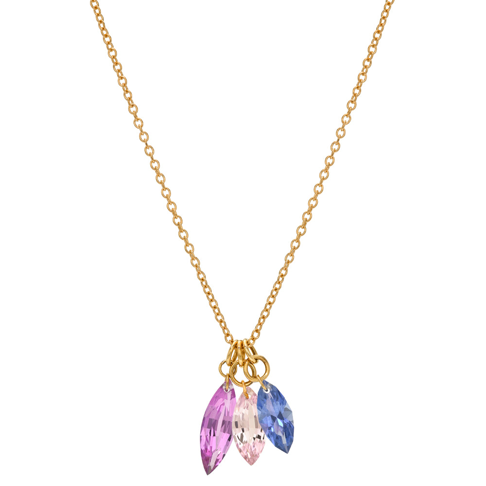 Sapphire Trio Dainty Layering Necklace In Pink Purple Blue On 14k Yellow Gold Chain Sk Dd N1 Sap A