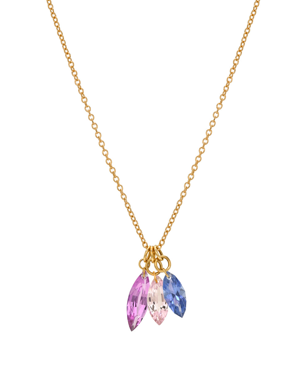 Sapphire Trio Dainty Layering Necklace In Pink Purple Blue On 14k Yellow Gold Chain Sk Dd N1 Sap A