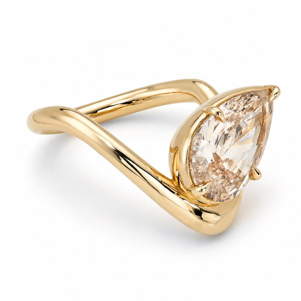 Sculptural Design Natural Champagne Diamond Engagement Ring Sk R123 Nd Cd Tl Br Ps 3.02 Side