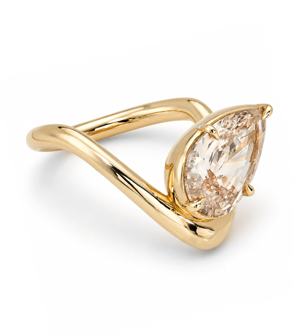 Sculptural Design Natural Champagne Diamond Engagement Ring Sk R123 Nd Cd Tl Br Ps 3.02 Side