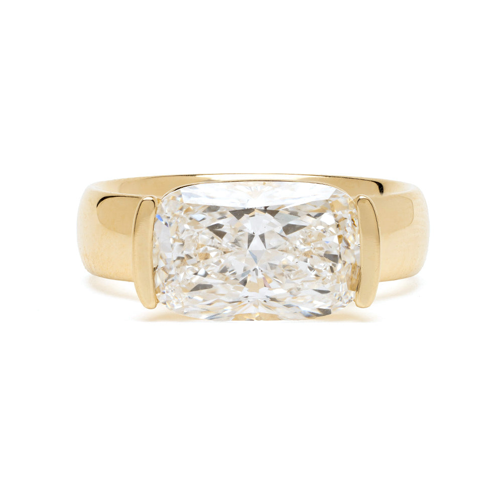 Sparklly Elongated Cushion Bold Gold Band 1