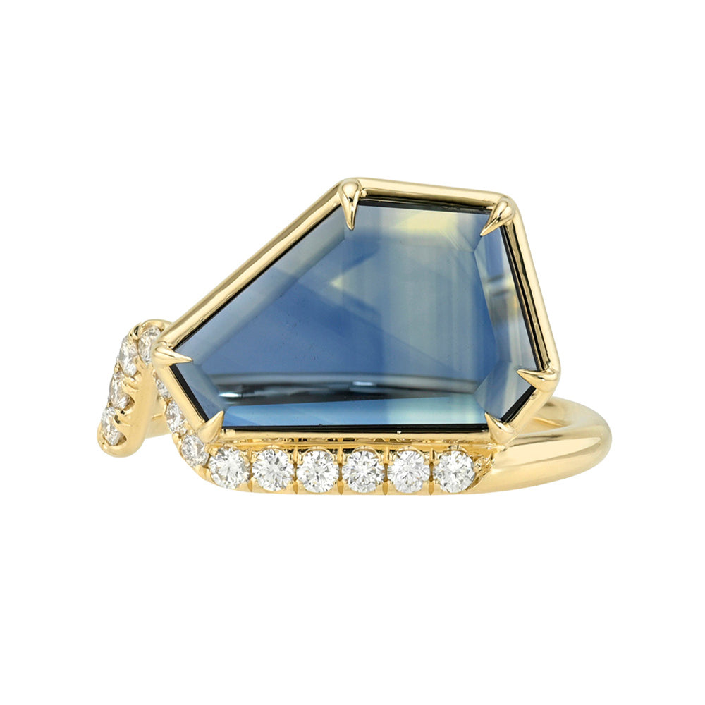 Stunning Asymmetric Sapphire Diamond Unqiue Engagement Rings