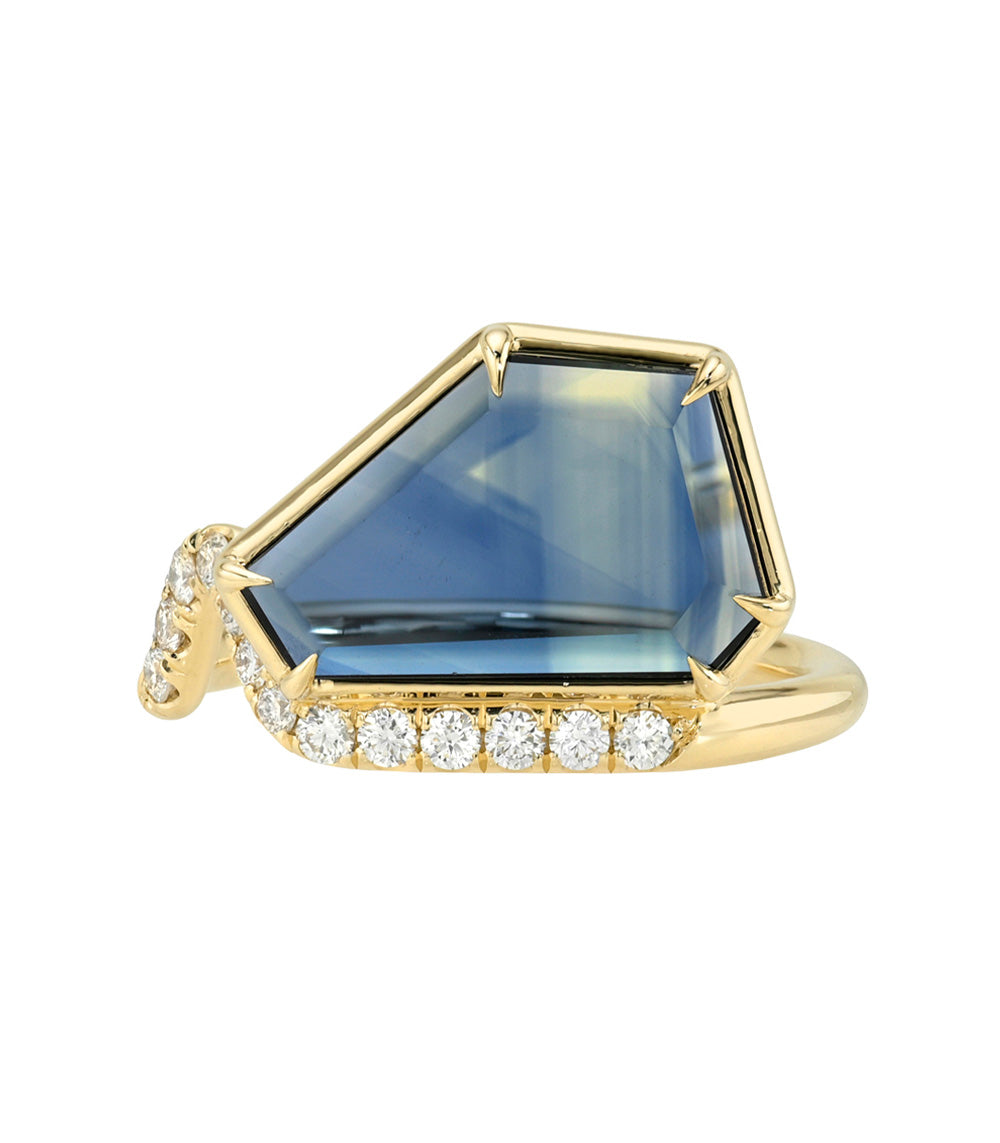 Stunning Asymmetric Sapphire Diamond Unqiue Engagement Rings
