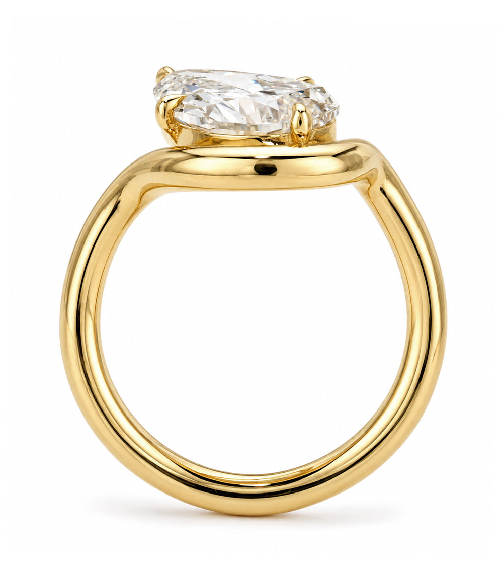 Tilted Champagne Pear Diamond Engagement Ring Sculptural Design Sk R120 Nd Cd Tl Br Ps 3.01 V3