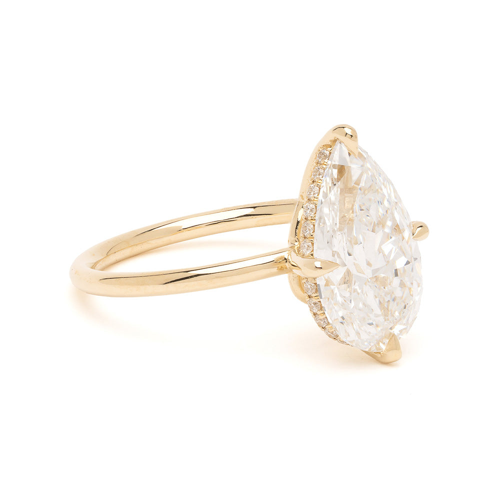 Timeless Pear Diamond Engagement Ring Hidden Halo 3 Carats 2