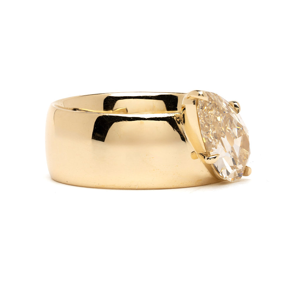 Unique Antique Pear Diamond Engagement Ring Cigar Band B Sk R127 Nd Cd Ps 2.26