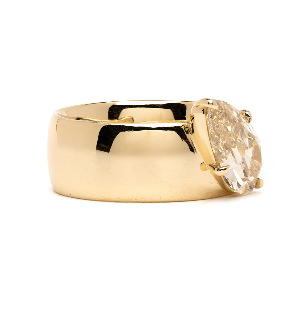 Unique Antique Pear Diamond Engagement Ring Cigar Band B Sk R127 Nd Cd Ps 2.26