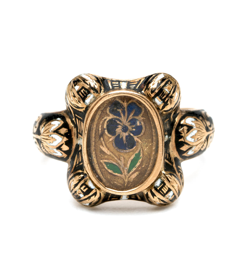 Vingtage Victorian Gold Enamal Portrait Ring