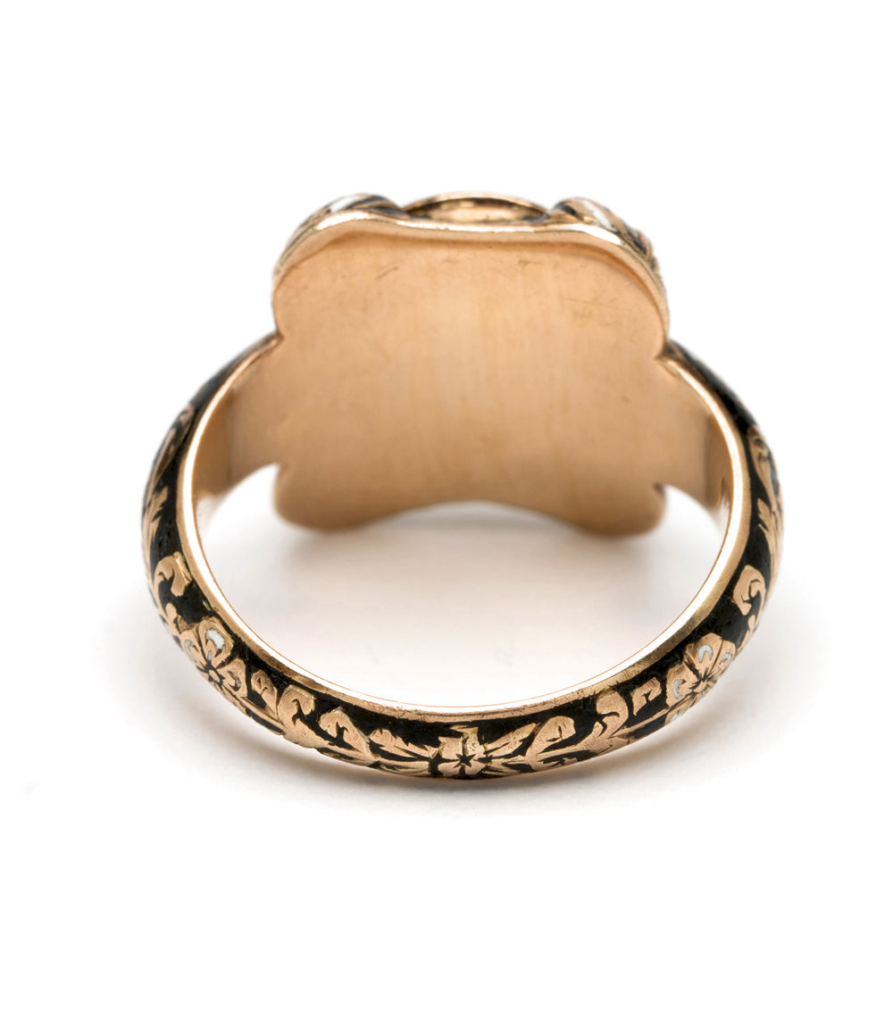 Vingtage Victorian Gold Enamal Portrait Ring