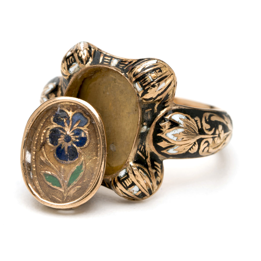 Vingtage Victorian Gold Enamal Portrait Ring