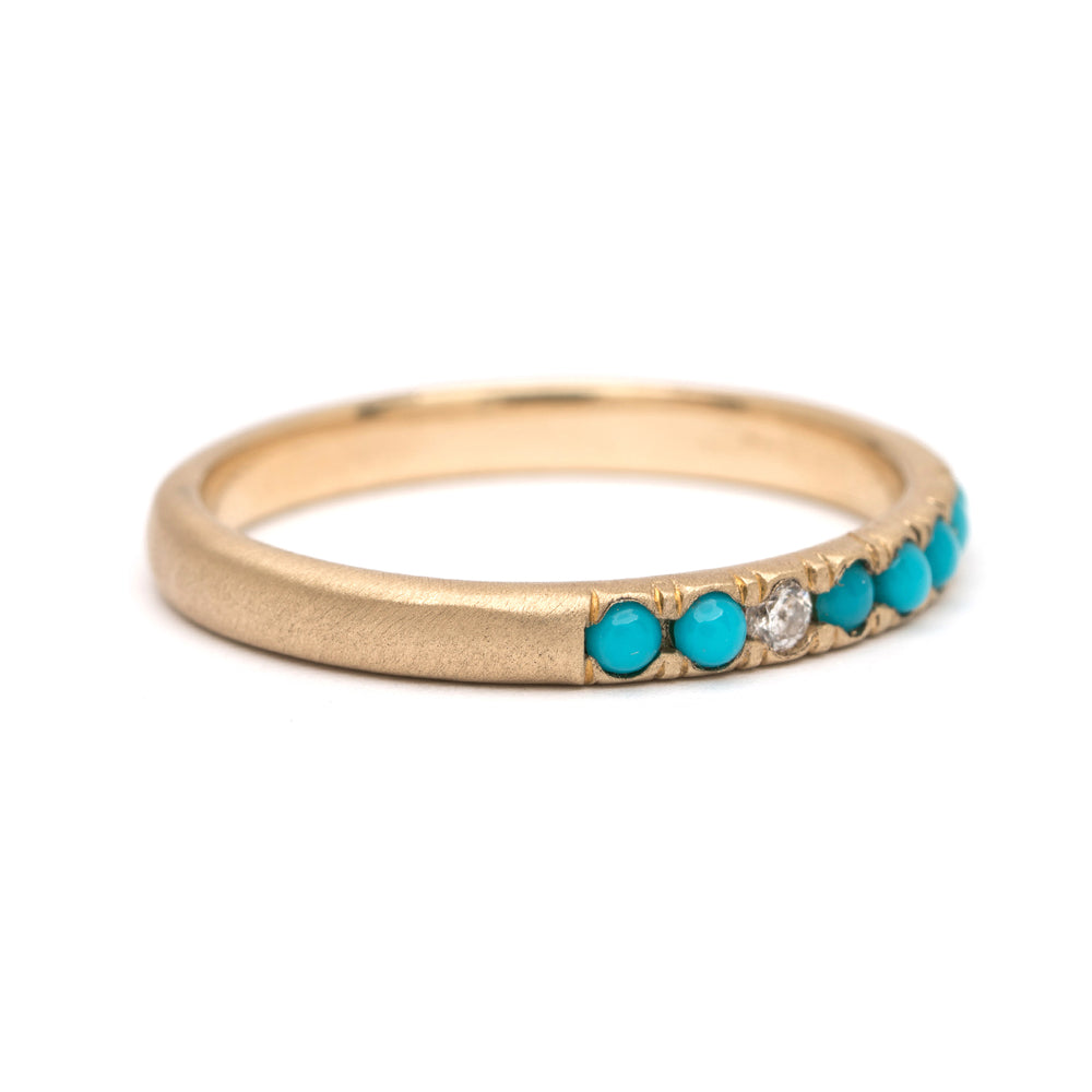 Vintage Inspired Turquoise Diamond Bohemain Stacking Ring