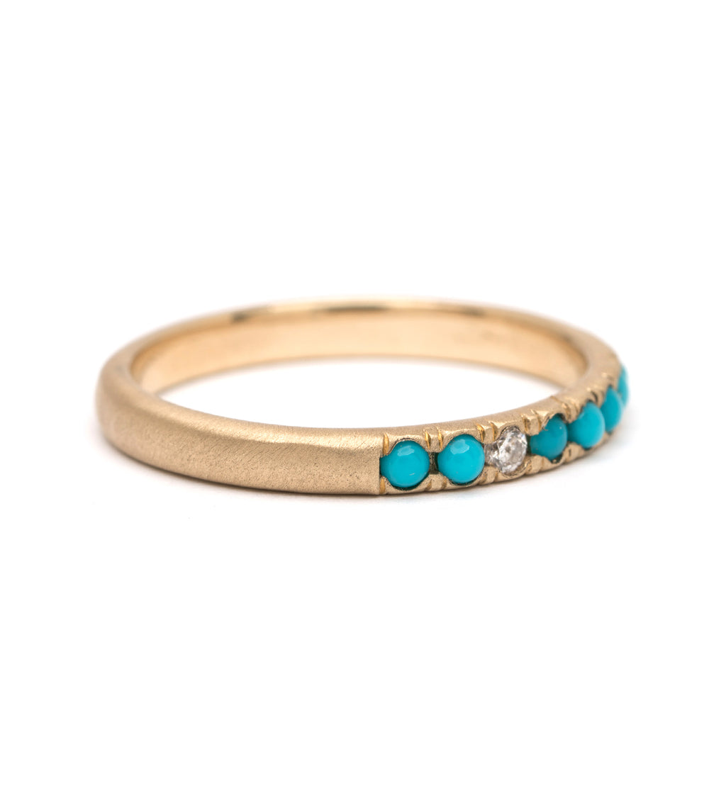 Vintage Inspired Turquoise Diamond Bohemain Stacking Ring