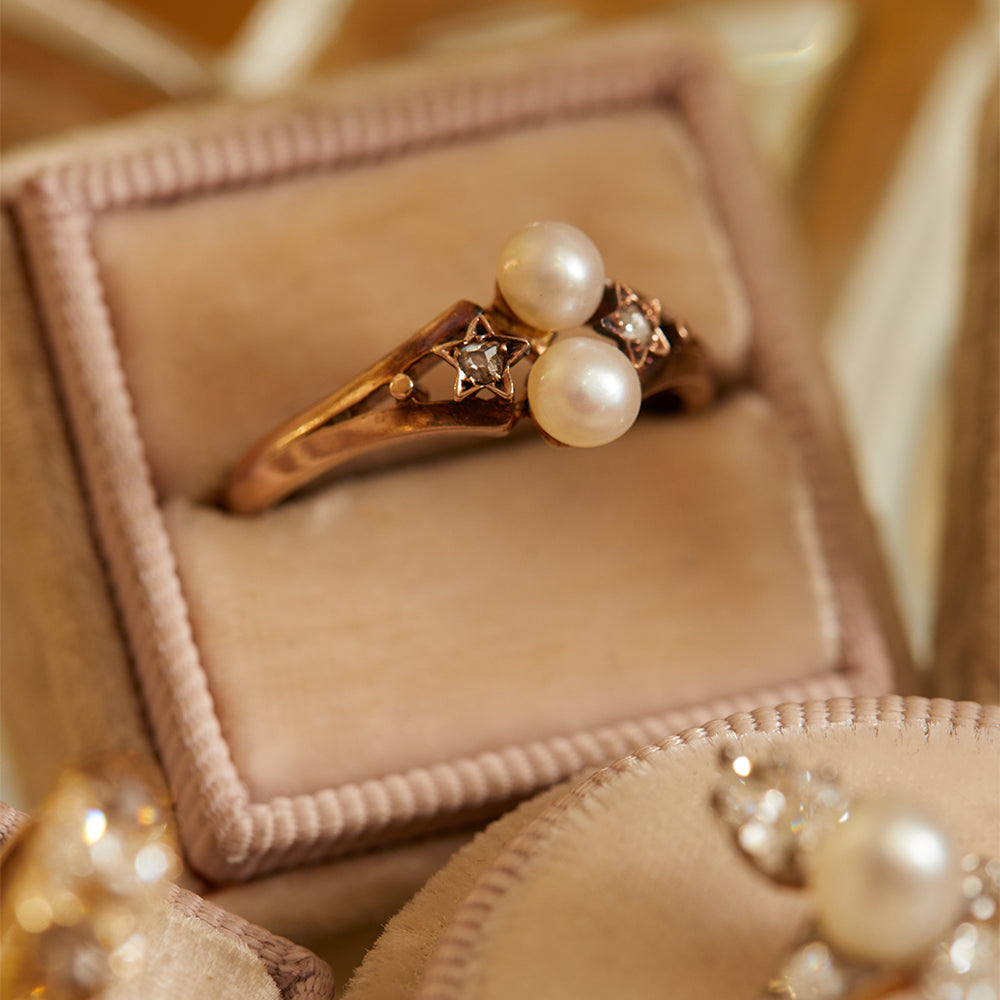 Vintage Parisian Pearl And Diamond Statement Ring