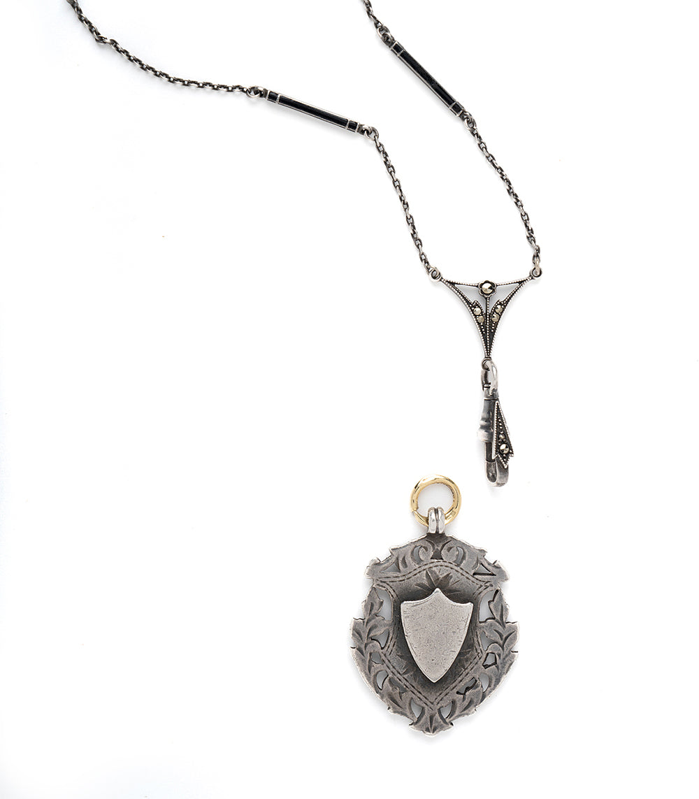 Vintage Shield Pendant For 2 Carat Diamond Ring