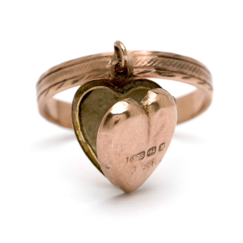 Vintage Victorian Dangle Heart Ring