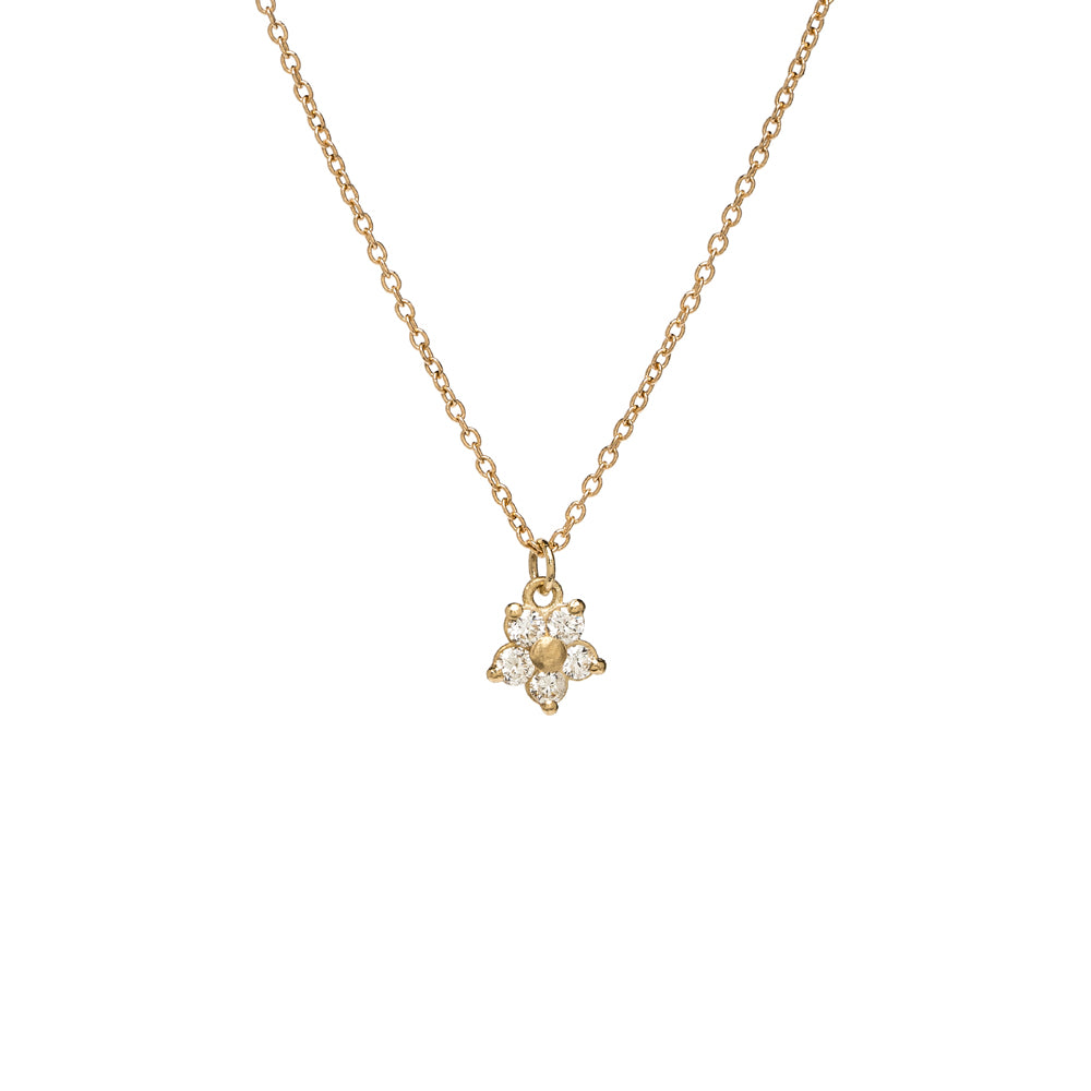 White Diamond Daisy Pendant Necklace