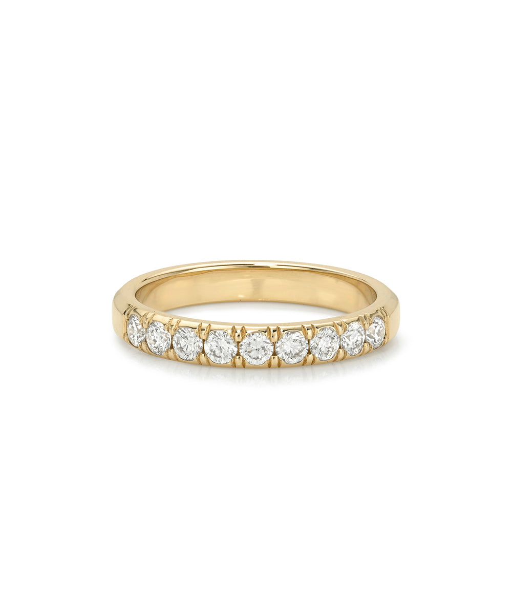 White Round Brilliant Diamonds Stacking Band On Gold Band Pinky Ring Lf R1 Wd Front