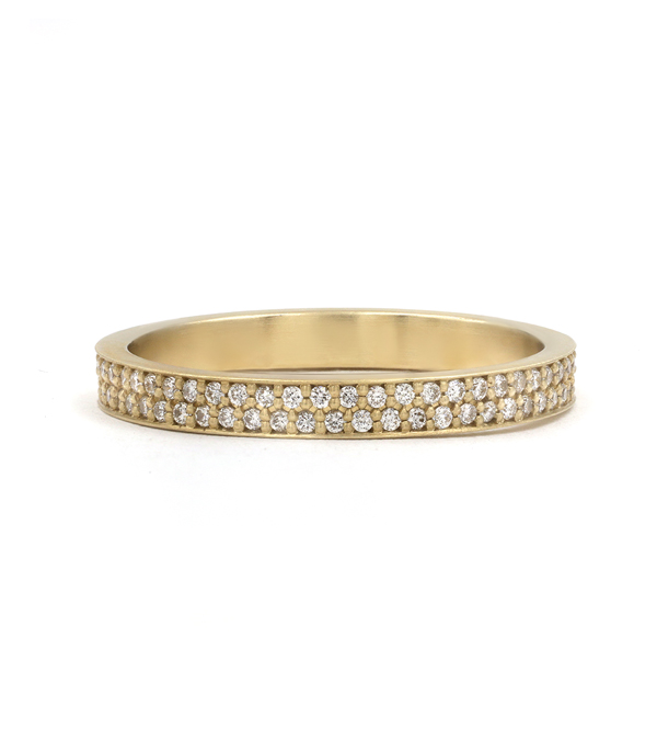Two Row Diamond Layering Ring Band in Gold