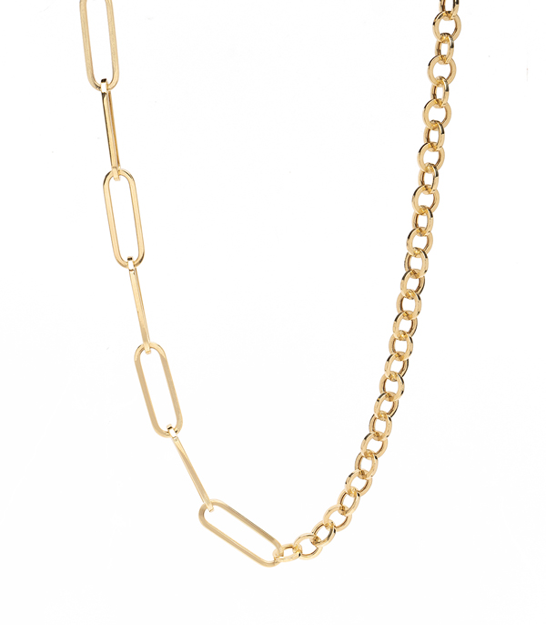 14K Gold Paper Clip Link Chain Necklace S / 18 / Yellow Gold